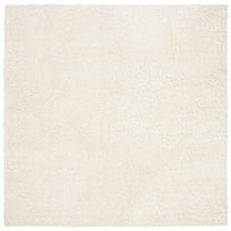 SAFAVIEH August Carlene Solid Plush Shag Area Rug, Ivory, 5'3" x 5'3" Square