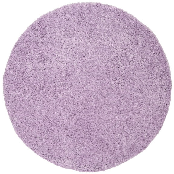 SAFAVIEH August Carlene Solid Plush Shag Area Rug, Lilac, 5'3" x 5'3" Round
