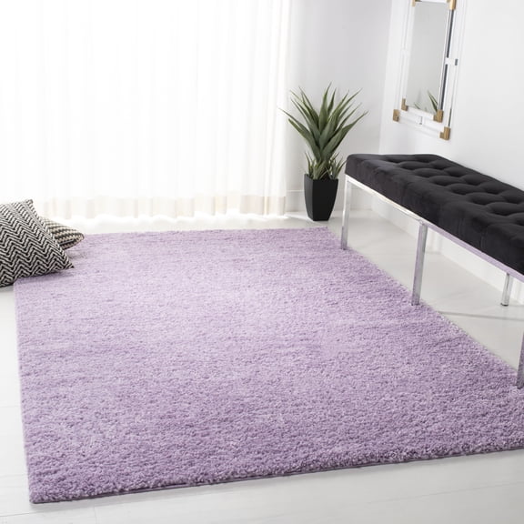 SAFAVIEH August Carlene Solid Plush Shag Area Rug, Lilac, 8' x 10' - Large - Modern Design, Lilac, Non-Shedding & Easy Cleaning, Ultra Plush Thick Pile, Ideal for Living Room, Bedroom
