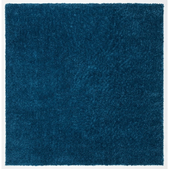 SAFAVIEH August Carlene Solid Plush Shag Area Rug, Navy, 3' x 3' Square