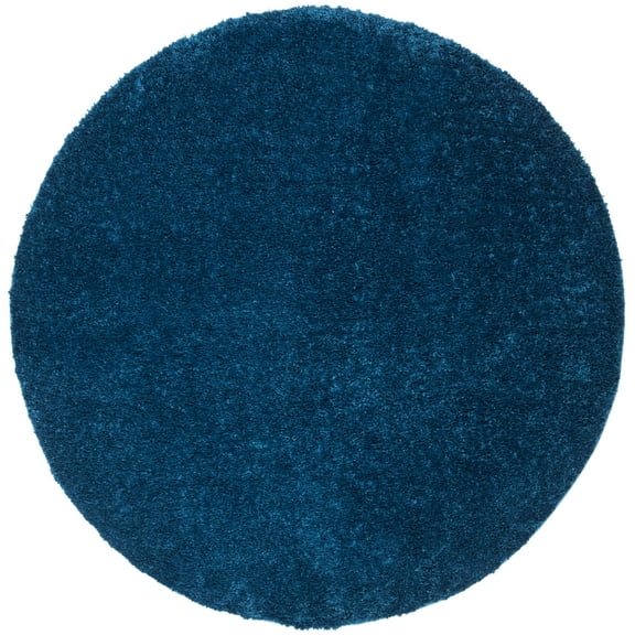 SAFAVIEH August Carlene Solid Plush Shag Area Rug, Navy, 4' x 4' Round - Modern Design, Navy, Non-Shedding & Easy Cleaning, Ultra Plush Thick Pile, Ideal for Living Room, Bedroom