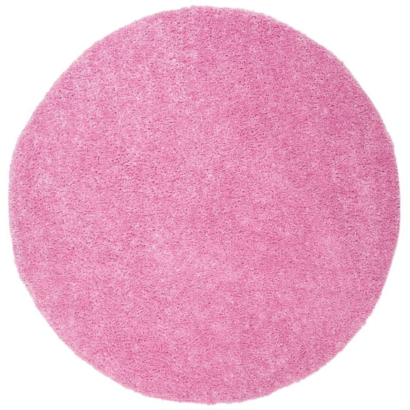 SAFAVIEH August Carlene Solid Plush Shag Area Rug, Pink, 6'7" x 6'7" Round