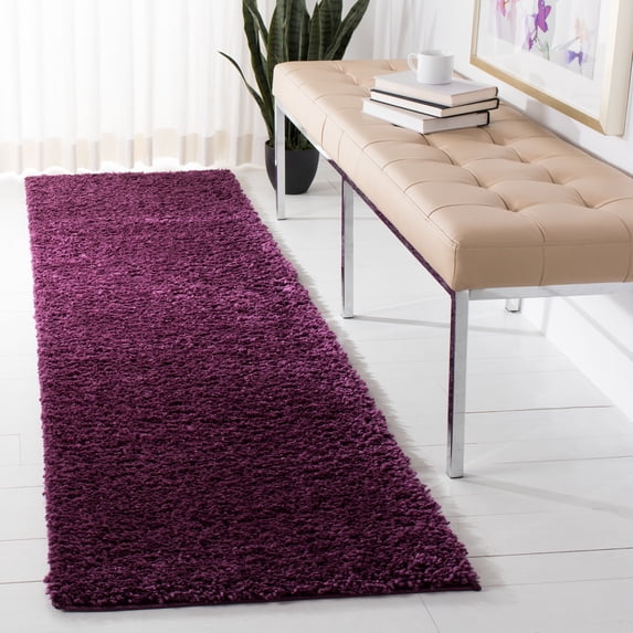 SAFAVIEH August Carlene Solid Plush Shag Area Rug, Purple, 2'3" x 10' - Modern Design, Purple, Non-Shedding & Easy Cleaning, Ultra Plush Thick Pile, Ideal for Living Room, Bedroom