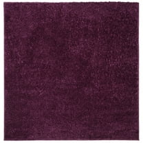 SAFAVIEH August Carlene Solid Plush Shag Area Rug, Purple, 5'3" x 5'3" Square