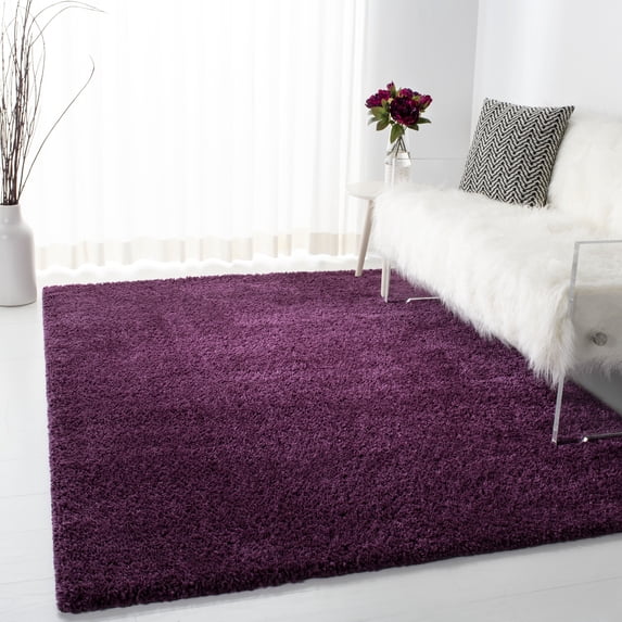 SAFAVIEH August Carlene Solid Plush Shag Area Rug, Purple, 5'3" x 7'6" - Modern Design, Purple, Non-Shedding & Easy Cleaning, Ultra Plush Thick Pile, Ideal for Living Room, Bedroom