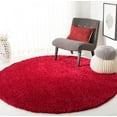 thumbnail image 1 of SAFAVIEH August Carlene Solid Plush Shag Area Rug, Red, 4' x 4' Round - Modern Design, Red, Non-Shedding & Easy Cleaning, Ultra Plush Thick Pile, Ideal for Living Room, Bedroom, 1 of 9