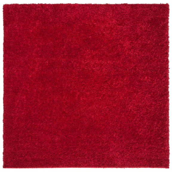 SAFAVIEH August Carlene Solid Plush Shag Area Rug, Red, 4' x 4' Square