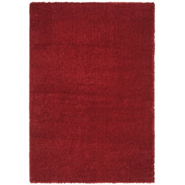 SAFAVIEH August Carlene Solid Plush Shag Area Rug, Red, 4' x 6'