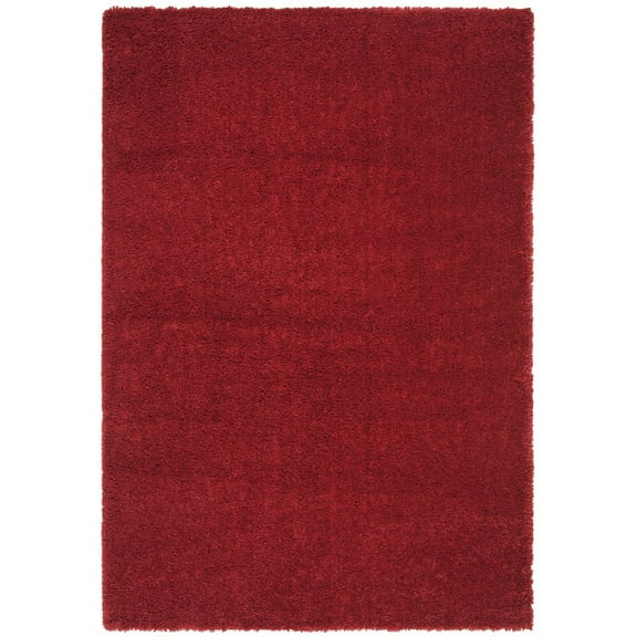 SAFAVIEH August Carlene Solid Plush Shag Area Rug, Red, 6' x 9'