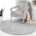 thumbnail image 1 of SAFAVIEH August Carlene Solid Plush Shag Area Rug, Silver, 4' x 4' Round - Modern Design, Silver, Non-Shedding & Easy Cleaning, Ultra Plush Thick Pile, Ideal for Living Room, Bedroom, 1 of 9