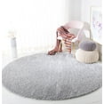 thumbnail image 1 of SAFAVIEH August Carlene Solid Plush Shag Area Rug, Silver, 8'6" x 8'6" Round - Large - Modern Design, Silver, Non-Shedding & Easy Cleaning, Ultra Plush Thick Pile, Ideal for Living Room, Bedroom, 1 of 9