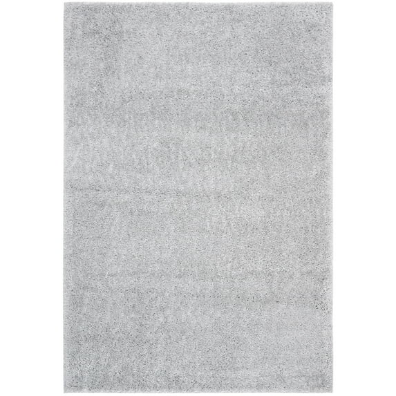 SAFAVIEH August Carlene Solid Plush Shag Area Rug, Silver, 8' x 10'