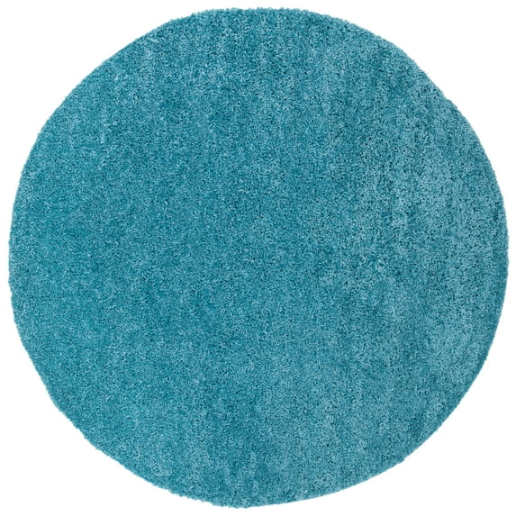 SAFAVIEH August Carlene Solid Plush Shag Area Rug, Turquoise, 3' x 3' Round