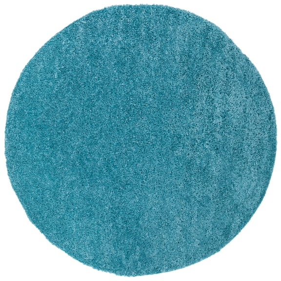 SAFAVIEH August Carlene Solid Plush Shag Area Rug, Turquoise, 3' x 3' Round