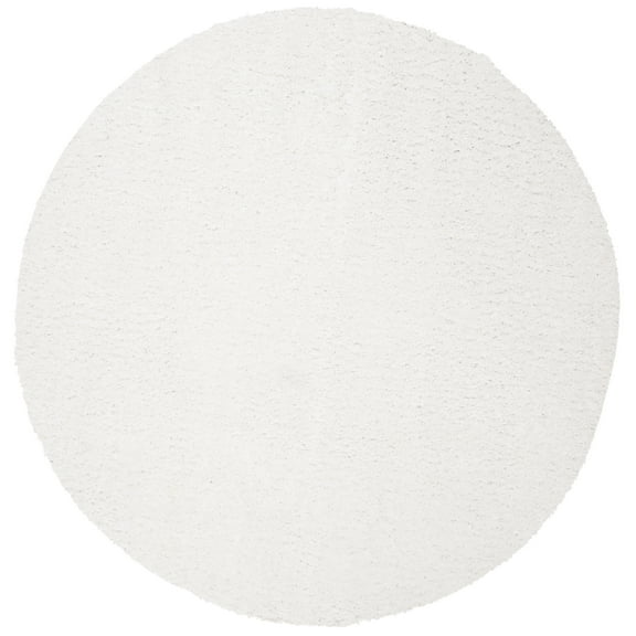 SAFAVIEH August Carlene Solid Plush Shag Area Rug, White, 4' x 4' Round - Modern Design, White, Non-Shedding & Easy Cleaning, Ultra Plush Thick Pile, Ideal for Living Room, Bedroom