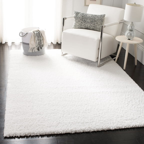 SAFAVIEH August Carlene Solid Plush Shag Area Rug, White, 9' x 12' - Large - Modern Design, White, Non-Shedding & Easy Cleaning, Ultra Plush Thick Pile, Ideal for Living Room, Bedroom