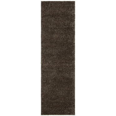 SAFAVIEH August Carlene Solid Plush Shag Runner Rug, Brown, 2'3" x 12'