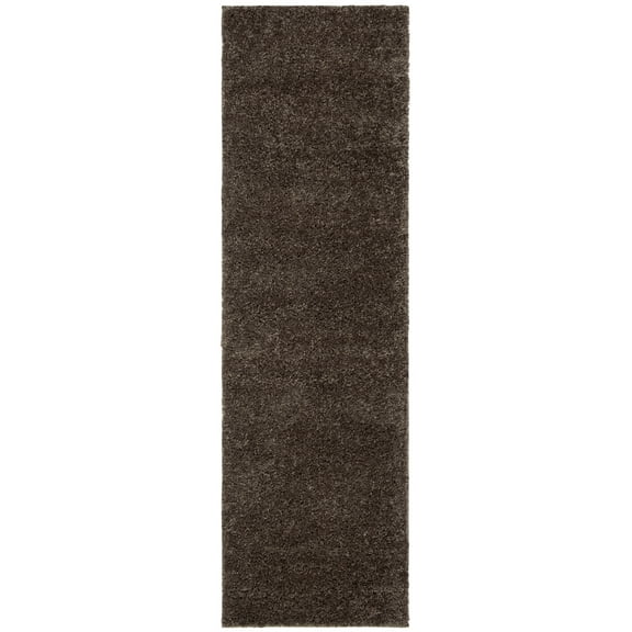 SAFAVIEH August Carlene Solid Plush Shag Runner Rug, Brown, 2'3" x 6'