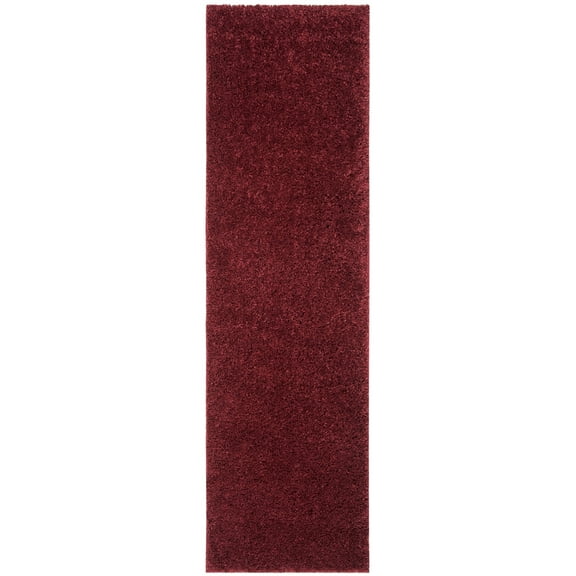 SAFAVIEH August Carlene Solid Plush Shag Runner Rug, Burgundy, 2'3" x 6'
