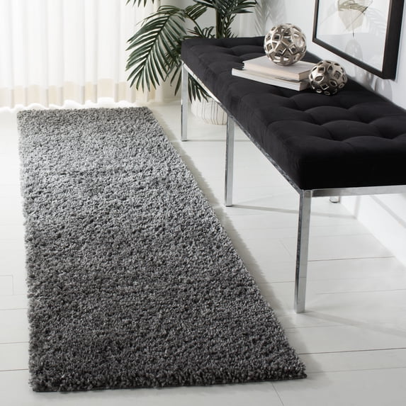 SAFAVIEH August Carlene Solid Plush Shag Runner Rug, Grey, 2'3" x 8' - Modern Design, Grey, Non-Shedding & Easy Cleaning, Ultra Plush Thick Pile, Ideal for Living Room, Bedroom, Entryway