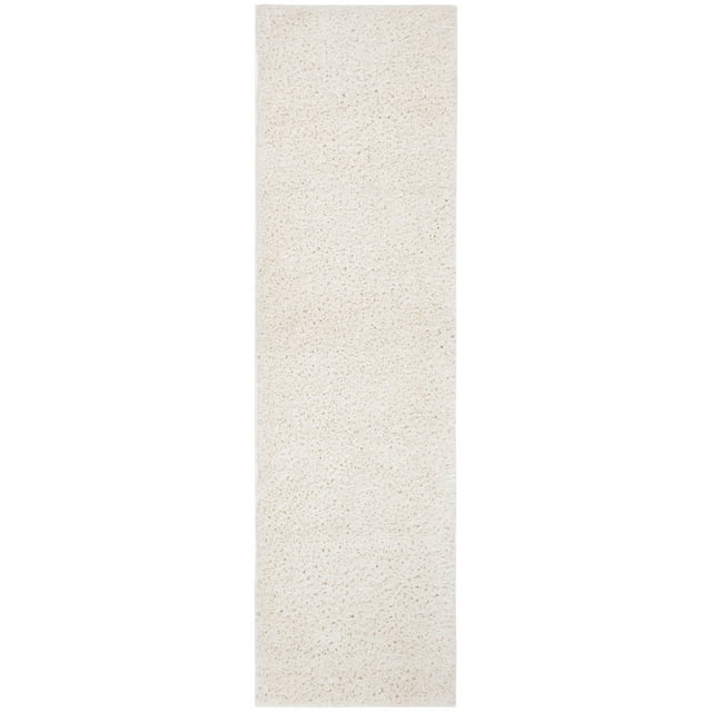 SAFAVIEH August Carlene Solid Plush Shag Runner Rug, Ivory, 2'3" x 16'