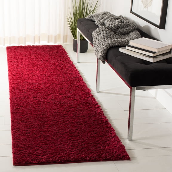 Safavieh August Shag Rug Collection Runner Red Solid Plush Area Rugs, 2'3" x 6', Non-Slip Backing