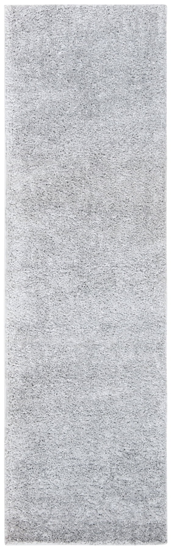 Silver Synthetic Shag Runner Rug, 2'3" x 14'