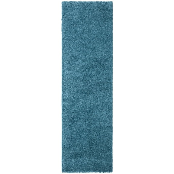 SAFAVIEH August Carlene Solid Plush Shag Runner Rug, Turquoise, 2'3" x 6'