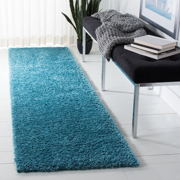 SAFAVIEH August Carlene Solid Plush Shag Runner Rug, Turquoise, 2'3" x 6' - Modern Design, Turquoise, Non-Shedding & Easy Cleaning, Ultra Plush Thick Pile, Ideal for Living Room, Bedroom