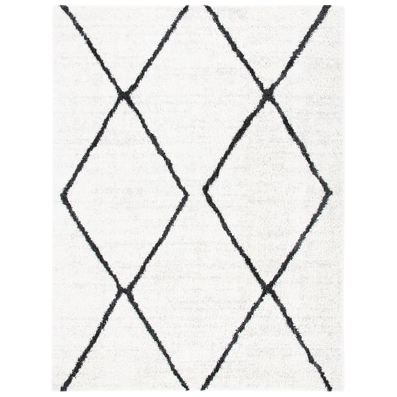 SAFAVIEH August Delroy Diamond Shag Area Rug, Ivory/Dark Grey, 8' x 10'