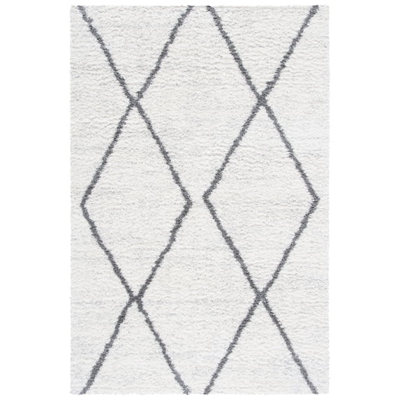 SAFAVIEH August Delroy Diamond Shag Area Rug, Ivory/Grey, 5'5" x 7'7"
