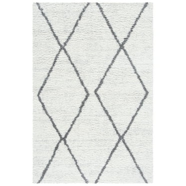 SAFAVIEH August Delroy Diamond Shag Area Rug, Ivory/Grey, 8' x 10'