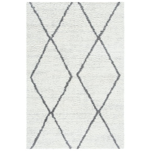 SAFAVIEH August Delroy Diamond Shag Area Rug, Ivory/Grey, 9' x 12'