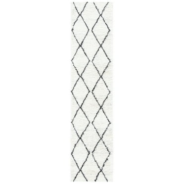 SAFAVIEH August Delroy Solid Plush Shag Area Rug, Ivory/Dark Grey, 2'2" x 9'