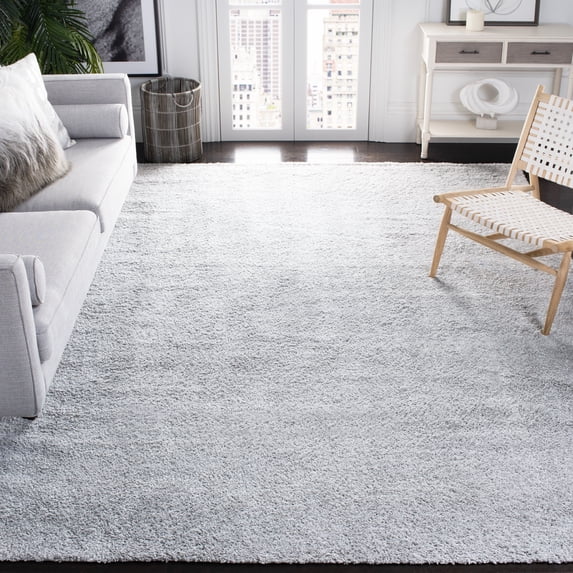 SAFAVIEH August Lennox Solid Plush Shag Area Rug, Light Grey, 8' x 10'