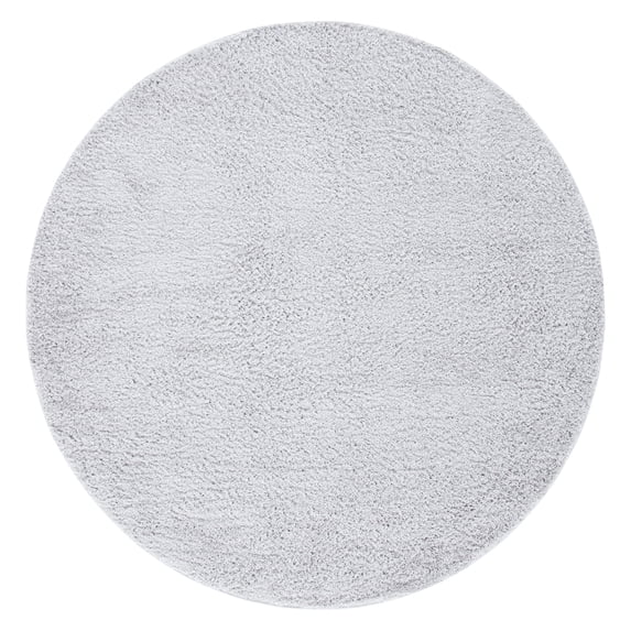 SAFAVIEH August Lennox Solid Shag Area Rug, Light Grey, 6'7" x 6'7" Round