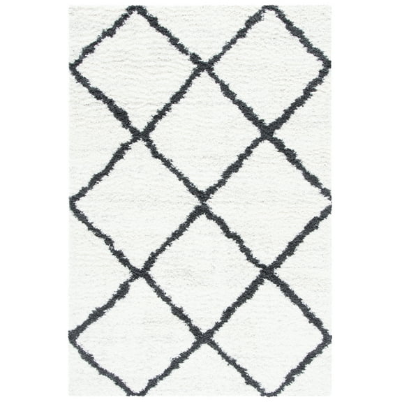SAFAVIEH August Marco Diamond Shag Area Rug, Ivory/Black, 5'5" x 7'7"