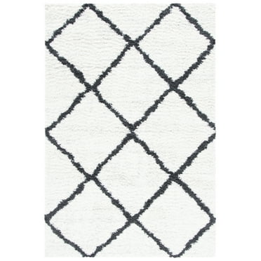 SAFAVIEH August Marco Diamond Shag Area Rug, Ivory/Black, 8' x 10'