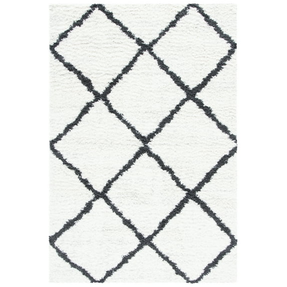 SAFAVIEH August Marco Diamond Shag Area Rug, Ivory/Black, 8' x 10'