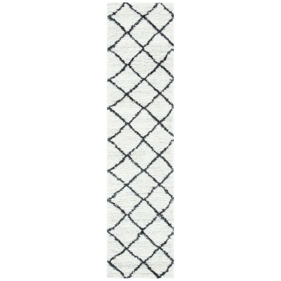 SAFAVIEH August Marco Diamond Shag Runner Rug, Ivory/Black, 2'2" x 9'