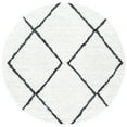 thumbnail image 1 of SAFAVIEH August Raphael Diamond Shag Area Rug, Ivory/Black, 6'7" x 6'7" Round, 1 of 8