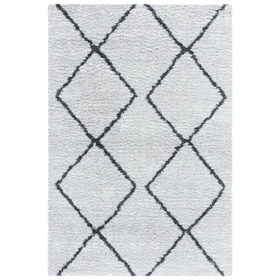 SAFAVIEH August Raphael Diamond Shag Area Rug, Ivory/Grey, 4'5" x 6'5"