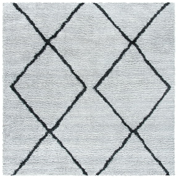 SAFAVIEH August Raphael Diamond Shag Area Rug, Ivory/Grey, 6'7" x 6'7" Square