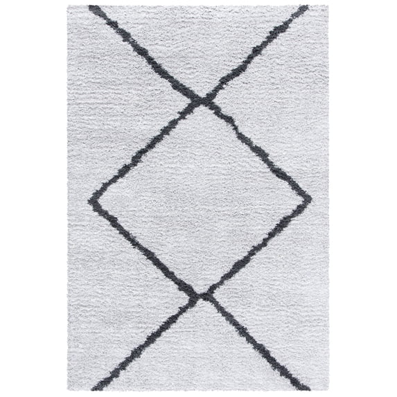 SAFAVIEH August Ravenna Diamond Shag Area Rug, Beige/Charcoal, 9' x 12'