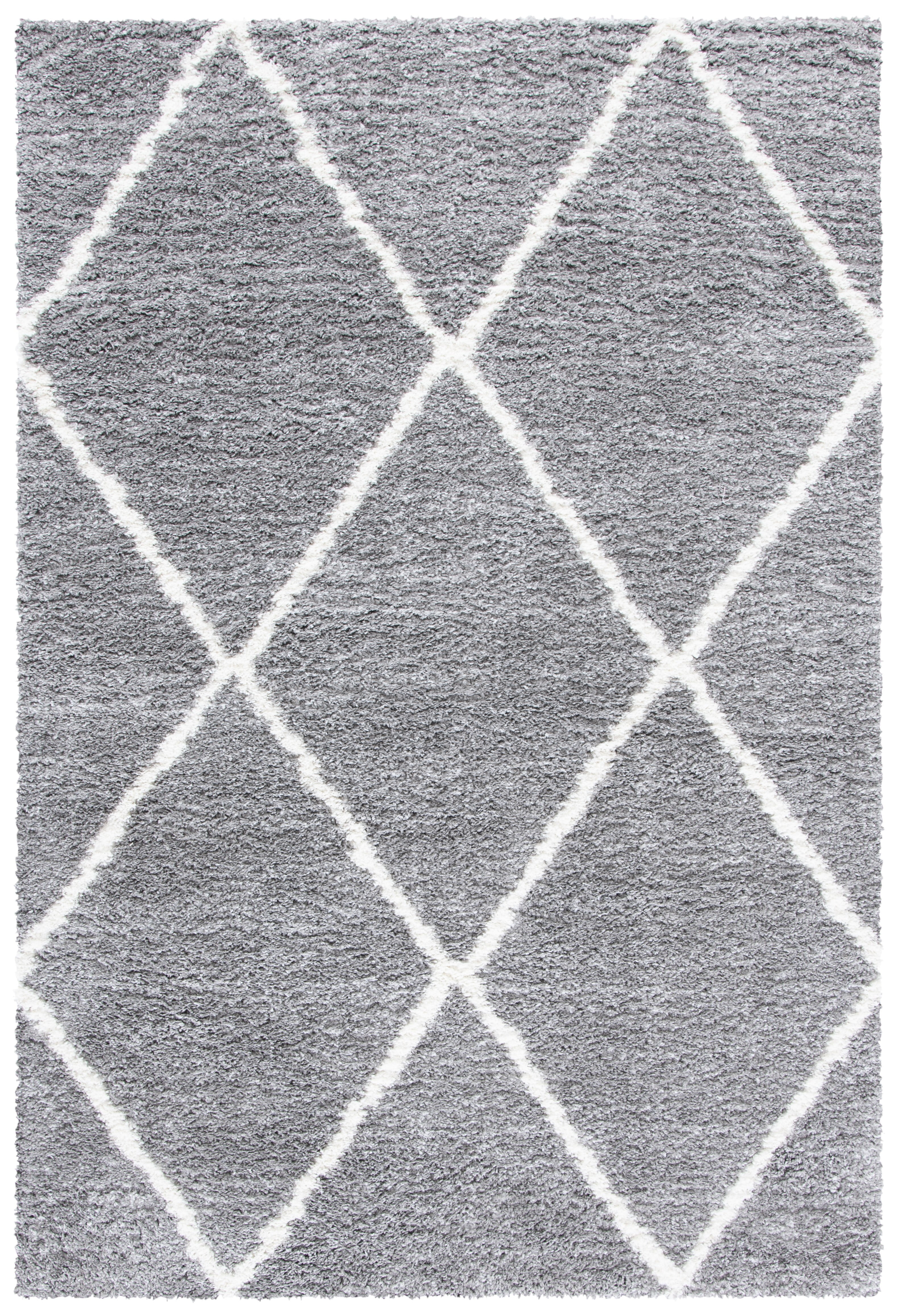 Light Grey Diamond Shag Area Rug, 5'5" x 7'7"