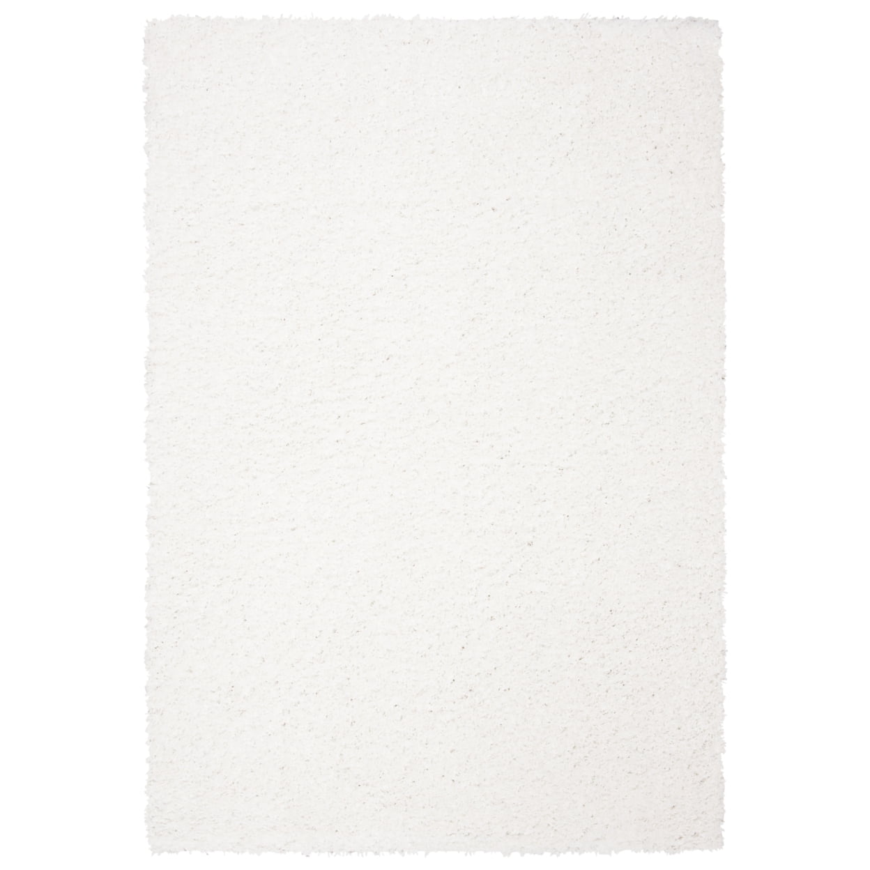 August 3' x 5' White Synthetic Shag Area Rug