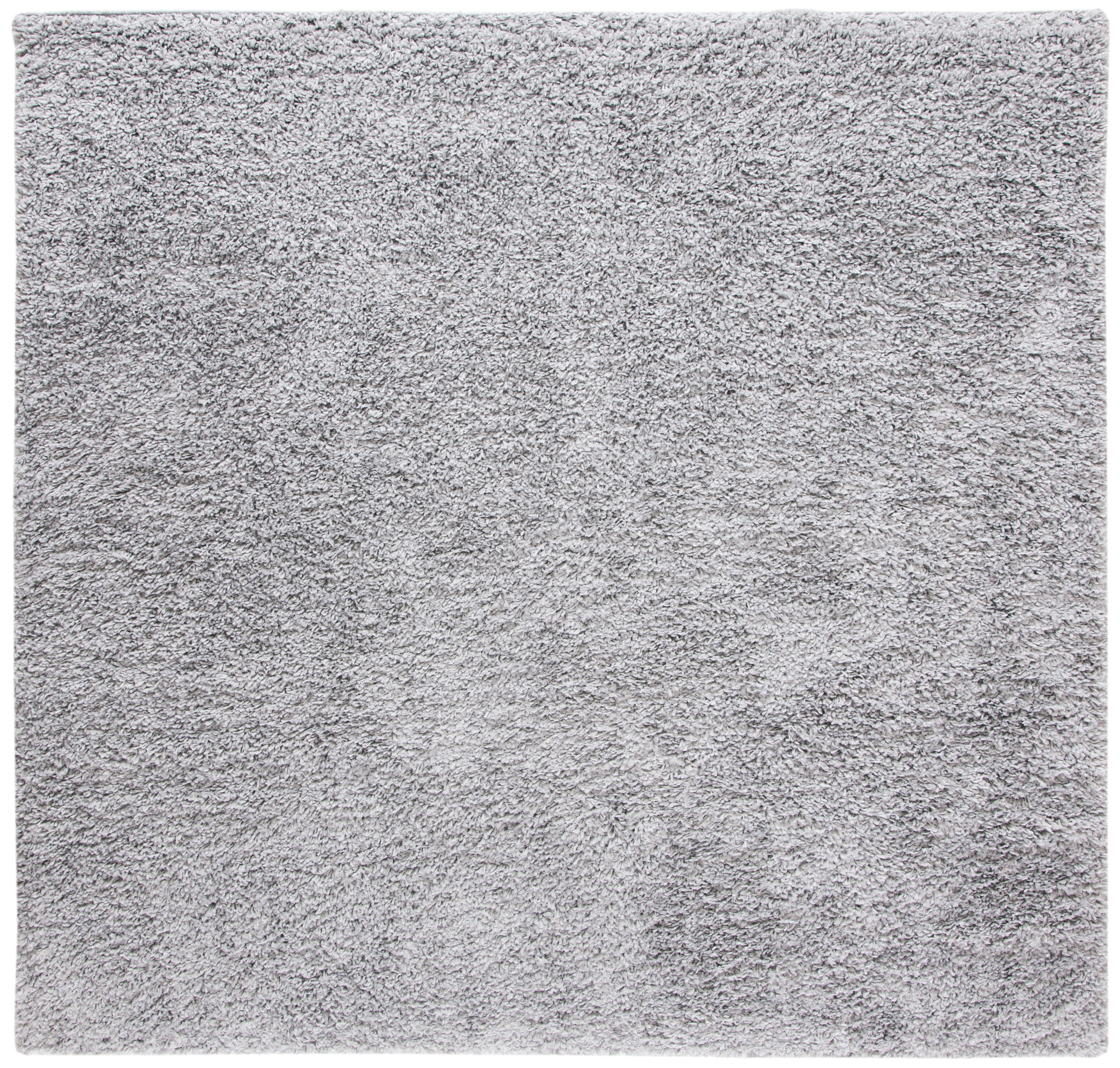 Plush Gray Square Shag Area Rug - Synthetic, Stain-Resistant, 4'