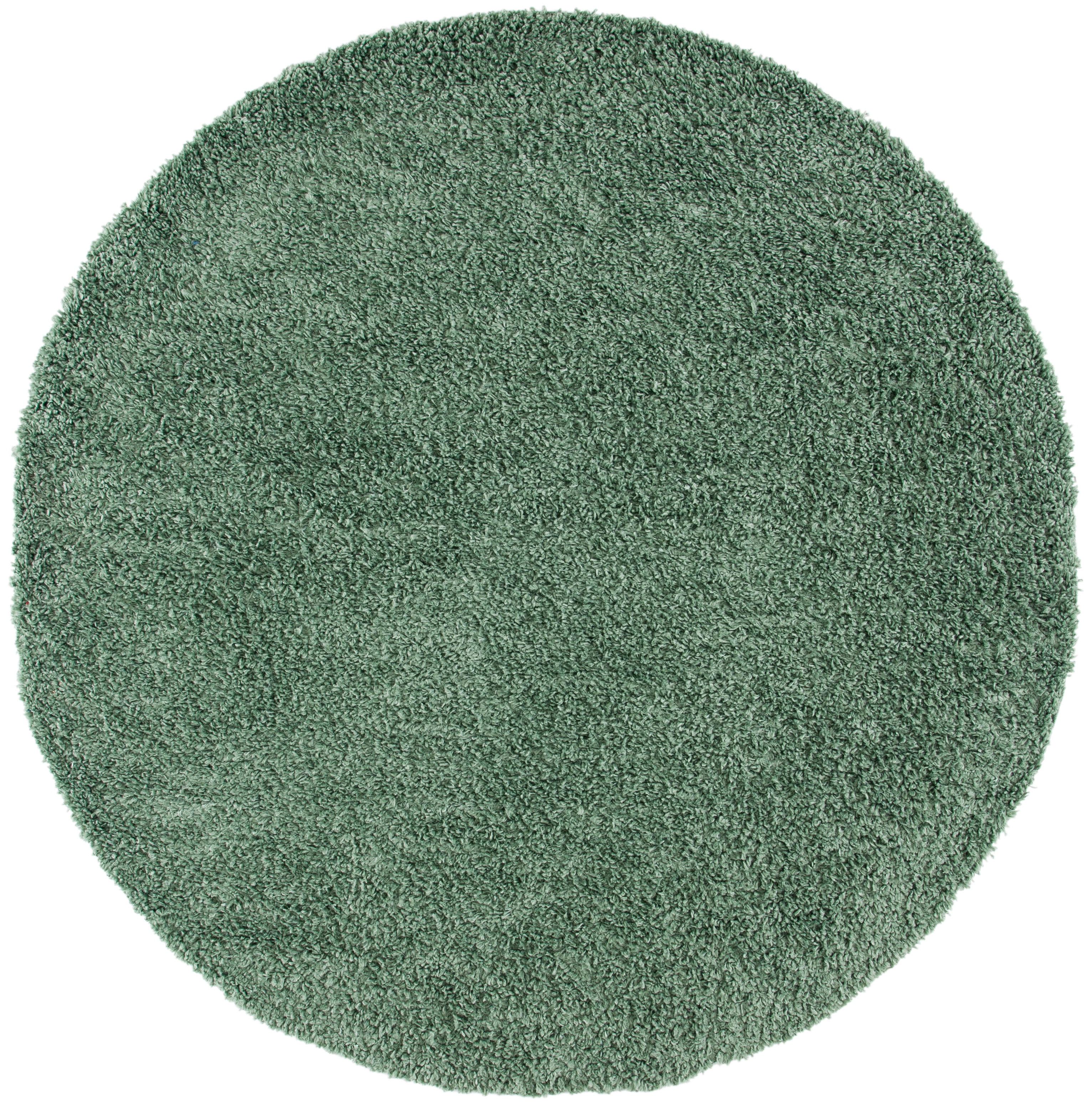 Green Round Shag Area Rug with Synthetic Fibers, 5' x 5'