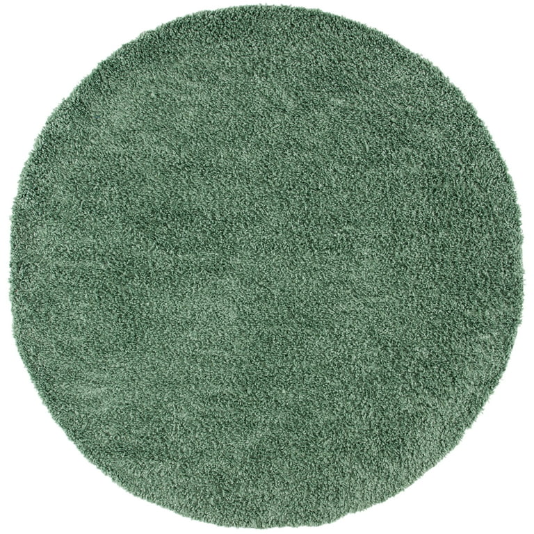 SAFAVIEH August Sophia Solid Shag Area Rug, Green, 5' x 5' Round