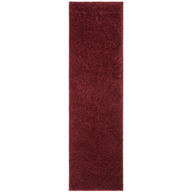 SAFAVIEH August Carlene Solid Plush Shag Runner Rug, Burgundy, 2'3